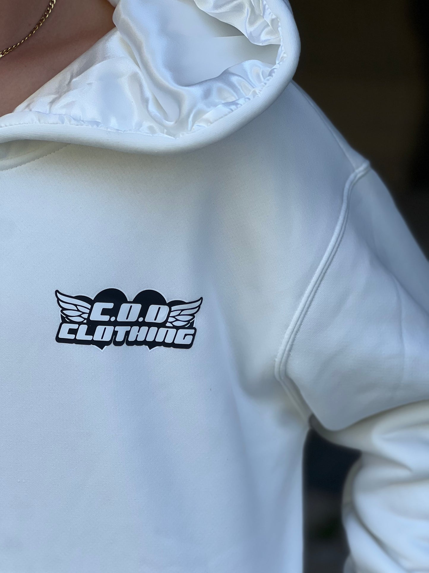C.O.D "White on White Satin" Hoodie